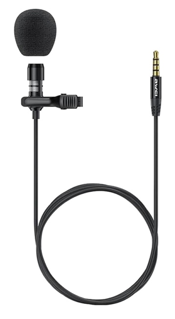 AWEI μικρόφωνο AW-MK1 με ενσωματωμένο clip-on, 3.5mm, 3m, μαύρο - TopTec.gr